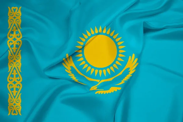 Wapperende vlag van Kazachstan — Stockfoto