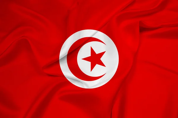 Viftar Tunisien flagga — Stockfoto