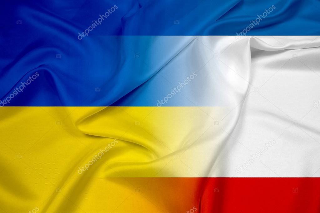 Waving Autonomous Republic of Crimea and Ukraine Flag