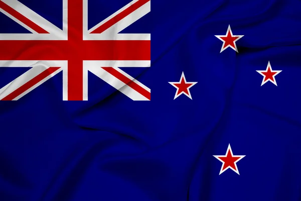 뉴질랜드 깃발을 흔들며 — 스톡 사진