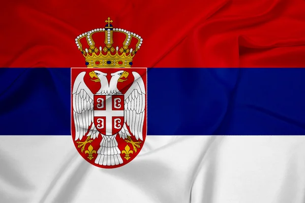 Ondeando bandera de Serbia — Foto de Stock