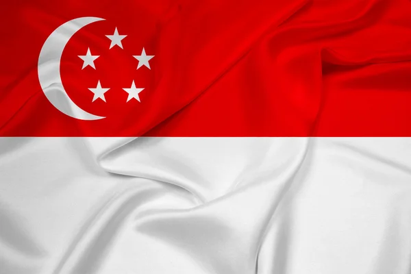 Acenando Bandeira de Singapura — Fotografia de Stock