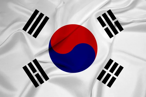 Acenando bandeira da Coreia do Sul — Fotografia de Stock