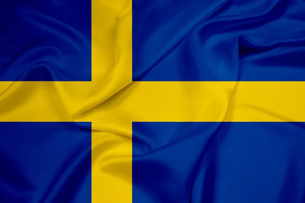İsveç bayrağı sallayarak — Stok fotoğraf