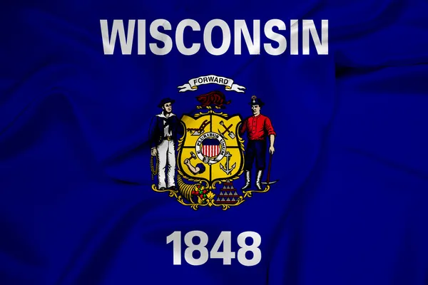 Waving Wisconsin State Flag — Stock Photo, Image