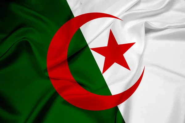 Размахивая флагом Алжира — стоковое фото