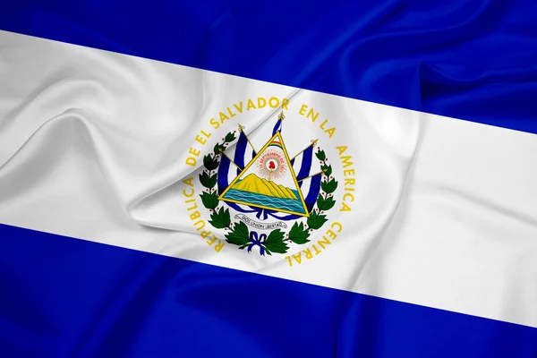 Acenando Bandeira de El Salvador — Fotografia de Stock