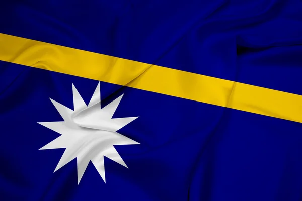 Brandissant le drapeau Nauru — Photo