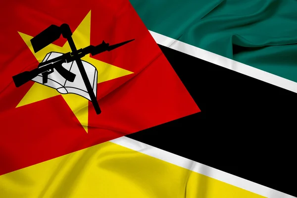 Vlající vlajka Mosambiku — Stock fotografie