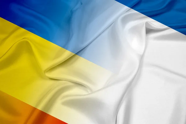 Waving Autonomous Republic of Crimea and Ukraine Flag — Stock Photo, Image