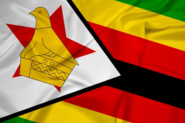 Zimbabve bayrağı sallayarak — Stok fotoğraf