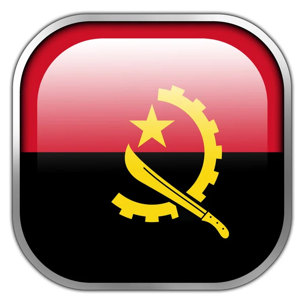 Angola Flag square glossy button — Stock Photo, Image