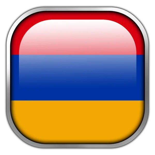 Flaga Armenii kwadratowy przycisk błyszczący — Zdjęcie stockowe