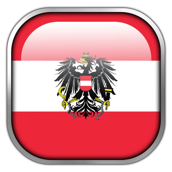 Österreich Flagge quadratischer Hochglanz Knopf — Stockfoto