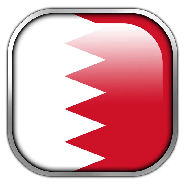 Bahrain Flagge quadratischer Hochglanz-Knopf — Stockfoto