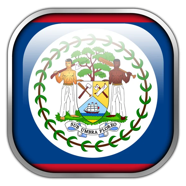 Flaga Belize kwadratowy przycisk błyszczący — Zdjęcie stockowe