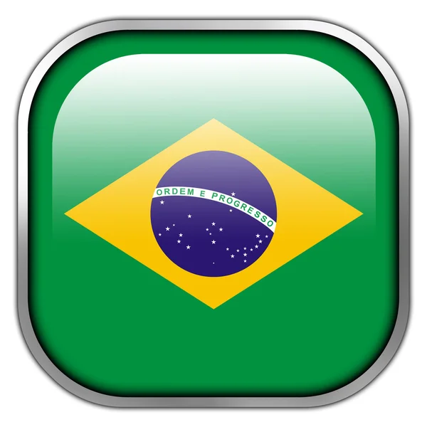 Brazil Flag square glossy button — Stock Photo, Image