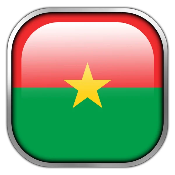 Burkina faso flagge quadratisch glänzend knopf — Stockfoto
