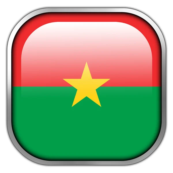 Vlag van Burkina faso vierkant glanzende knop — Stockfoto