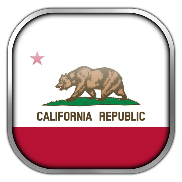 Vlag van Californië vierkant glanzende knop — Stockfoto