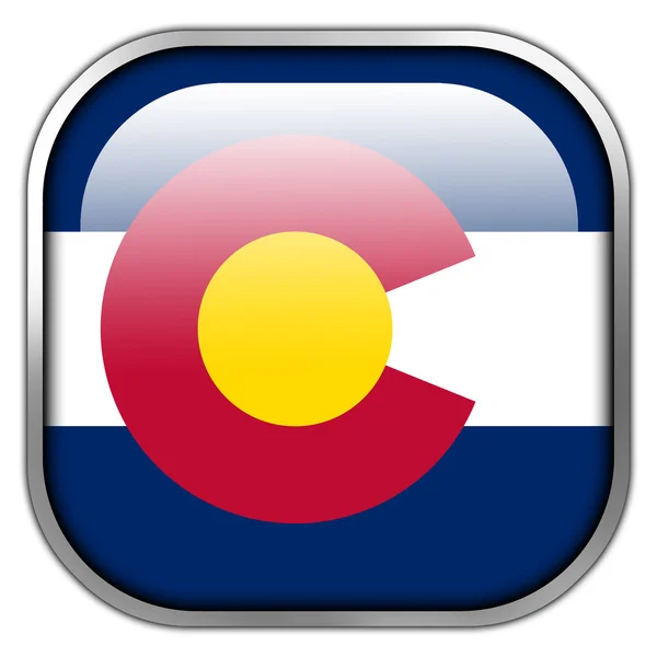 コロラド州の旗の正方形の光沢のあるボタン — ストック写真