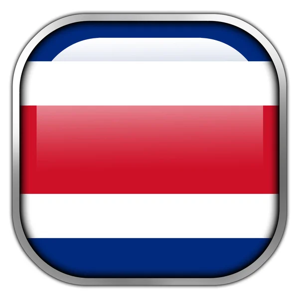 Vlag van Costa rica vierkant glanzende knop — Stockfoto
