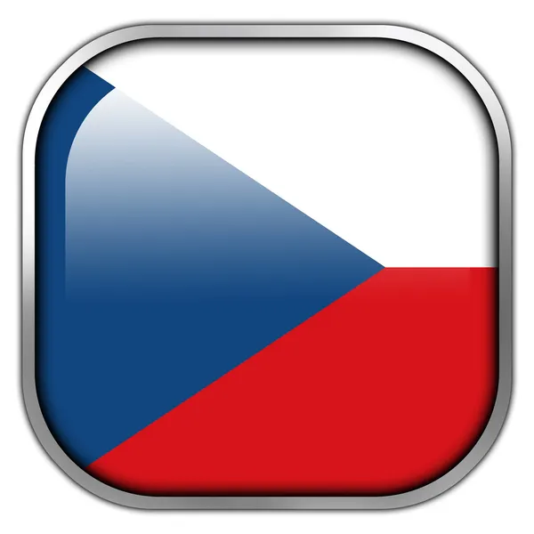 République tchèque Drapeau carré brillant bouton — Photo