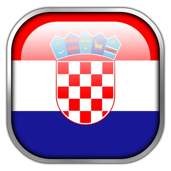 Chorvatsko vlajka náměstí lesklý tlačítko — Stock fotografie