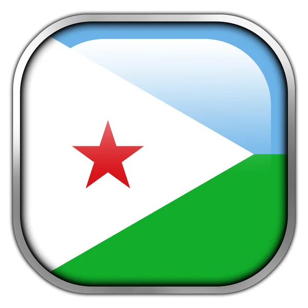 Dschibuti Flagge quadratischer Hochglanz-Knopf — Stockfoto