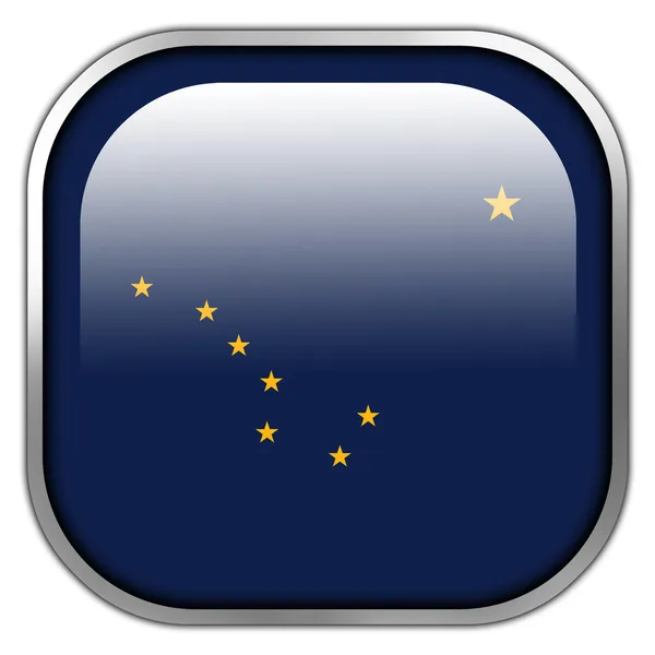 Alaska State Flag square glossy button — Stock Photo, Image