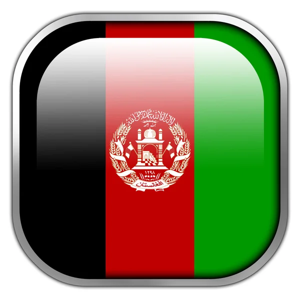 Afganistan Flag square kiiltävä painike — kuvapankkivalokuva