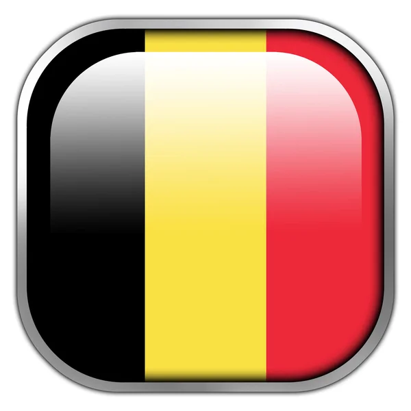 België vlag vierkant glanzende knop — Stockfoto