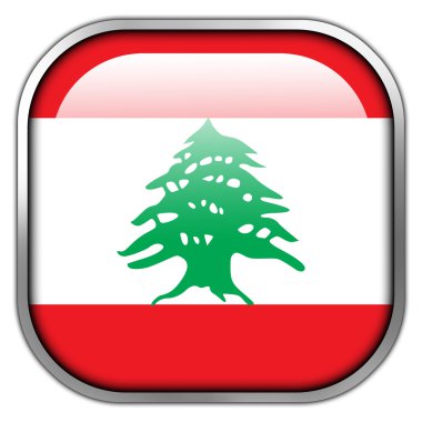 Lübnan Bayrağı parlak düğme kare