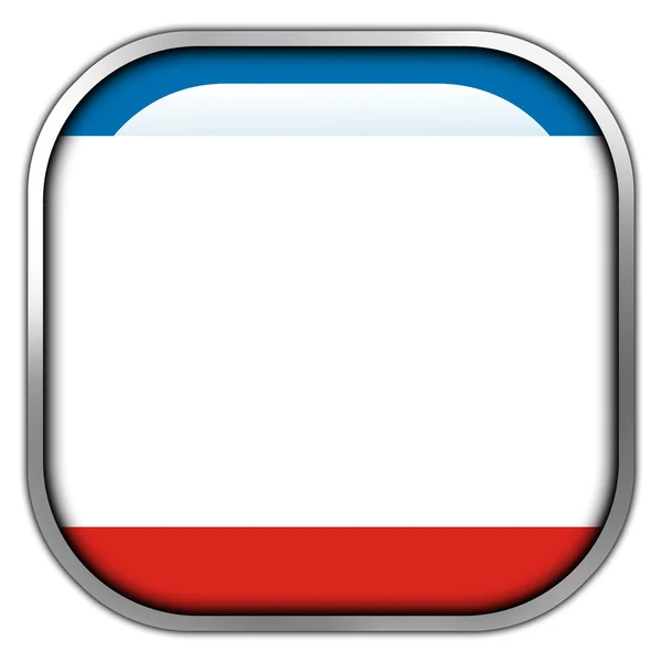 Repubblica Autonoma del Crimea Bandiera quadrato pulsante lucido — Foto Stock