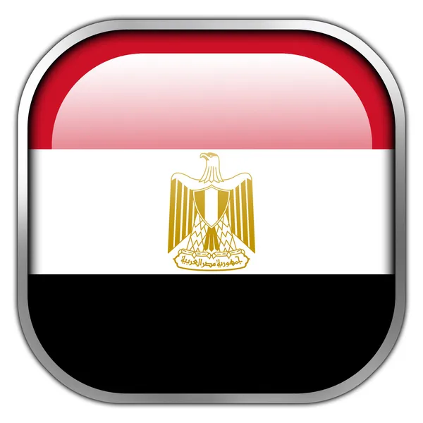 Vlag van Egypte vierkant glanzende knop — Stockfoto