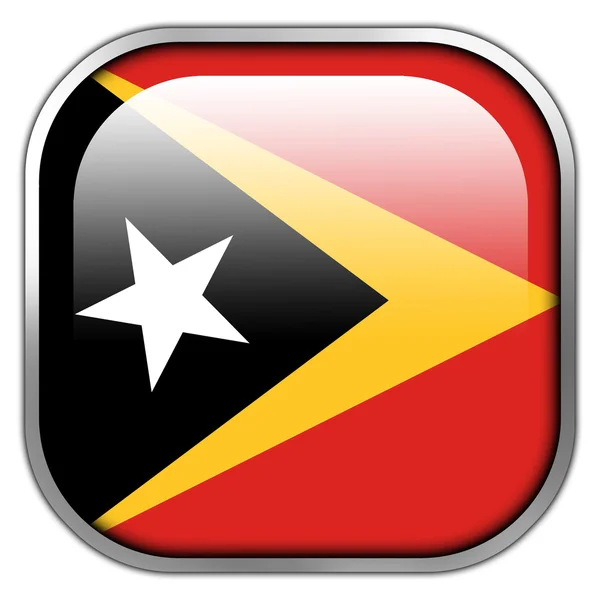 East Timor Flag square glossy button — Stock Photo, Image