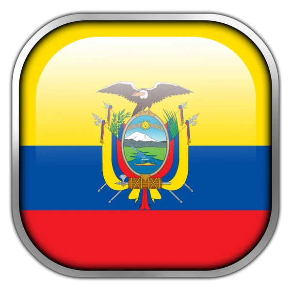 Vlag van Ecuador vierkant glanzende knop — Stockfoto