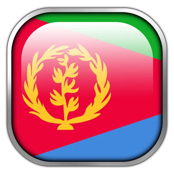 Flaga Erytrei kwadratowy przycisk błyszczący — Zdjęcie stockowe