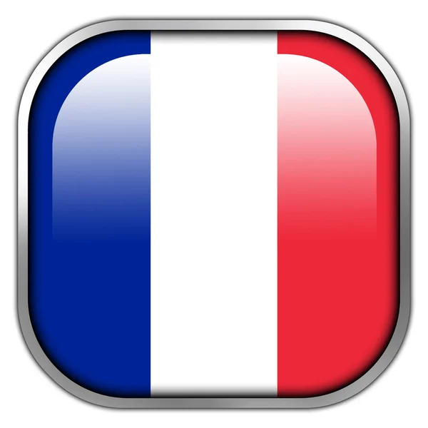 Bandera de Francia botón cuadrado brillante —  Fotos de Stock