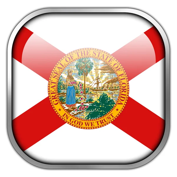 Florida State Bandeira quadrado brilhante botão — Fotografia de Stock