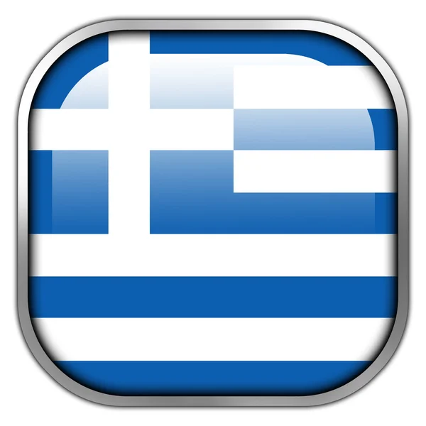 Grécia Bandeira quadrado brilhante botão — Fotografia de Stock