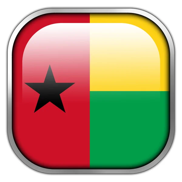 Guinee bissau vlag vierkant glanzende knop — Stockfoto