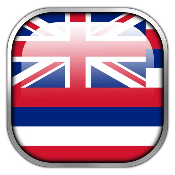 Hawaii Flag square glossy button — Stock Photo, Image