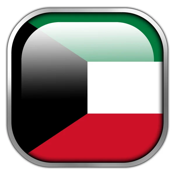 Koweït Drapeau carré brillant bouton — Photo