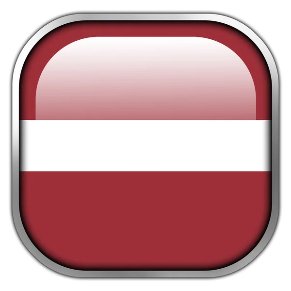 Vlag van Letland vierkant glanzende knop — Stockfoto