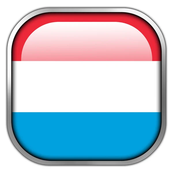 Bandera de Luxemburgo botón cuadrado brillante — Foto de Stock