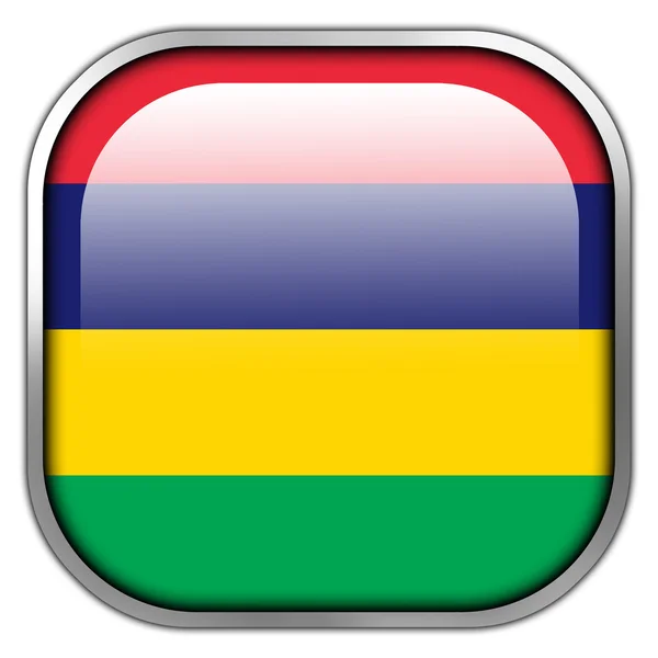 Mauritius Flagge quadratischer Hochglanz Knopf — Stockfoto