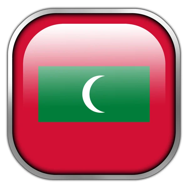 Maldiverna flagga square blankt knappen — Stockfoto