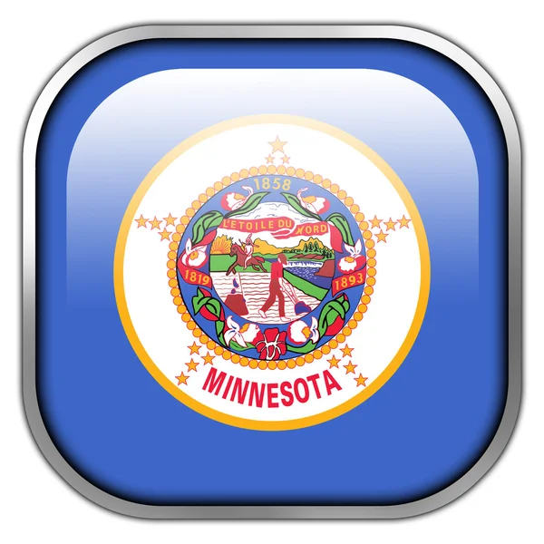 Flaga stanu Minnesota kwadratowy przycisk błyszczący — Zdjęcie stockowe