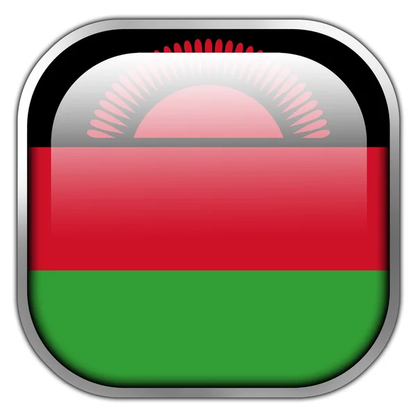 Malawi Flagge quadratischer Hochglanz-Knopf — Stockfoto